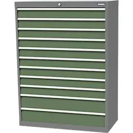 Schubladenschrank Bedrunka+Hirth, 11 Schübe, abschliessbar, bis 1200 kg, B 980 x T 500 x H 1319 mm, Stahlblech