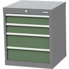 Schubladenschrank Bedrunka+Hirth, 2 x Schub breit & 2 x Schub schmal, abschliessbar, bis 1200 kg, B 530 x T 500 x H 619 mm, Stahlblech
