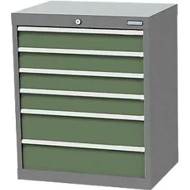 Schubladenschrank Bedrunka+Hirth, 6 Schübe, abschliessbar, bis 1200 kg, B 680 x T 500 x H 819 mm, Stahlblech