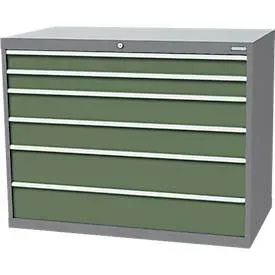 Schubladenschrank Bedrunka+Hirth, 6 Schübe, abschliessbar, bis 1500 kg, B 1305 x T 736 x H 1019 mm, Stahlblech
