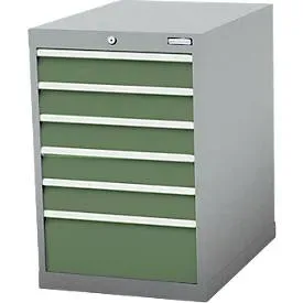 Schubladenschrank Bedrunka+Hirth, 6 Schübe, abschliessbar, bis 1500 kg, B 555 x T 736 x H 819 mm, Stahlblech