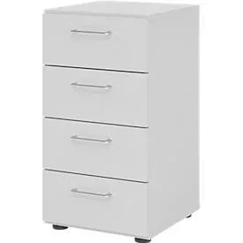Schubladenschrank Breno, 4 Schübe, Metallgriffe, B 400 x T 420 x H 748 mm, lichtgrau/lichtgrau