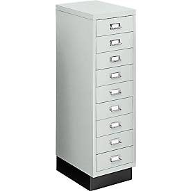 Schubladenschrank DIN A4, mit 9 Schubladen, 940 mm hoch, lichtgrau