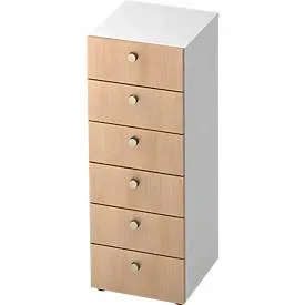 Schubladenschrank TOPAS LINE, 3 OH, B 400 mm, weiss/Eiche-Dekor
