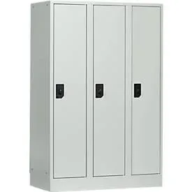 Schulspind, Abteilbreite 300 mm, Sicherheitszylinderschloss, 3 Abteile, lichtgrau/lichtgrau