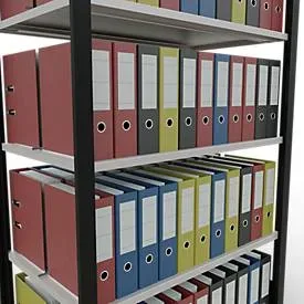 Schulte Lagertechnik Büroregal Stecksystem MultiPlus150, Grundregal, 5 Fachböden, mit Mittelanschlag, B 1000 x T 600 x H 1800 mm, Schwarz/Lichtgrau