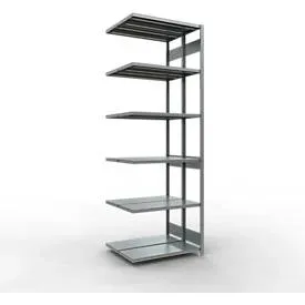 SCHULTE Lagertechnik Doppel-Anbauregal Stecksystem, MULTIPlus250, 3000x1000x(2x400) mm, 14 Böden, verzinkt