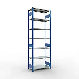 Schulte Lagertechnik Fachbodenregal MULTIplus150, Steck-Grundregal, B 1000 x T 500 x H 3000 mm, 7 Ebenen, bis 1500 kg, enzianblau/verzinkt
