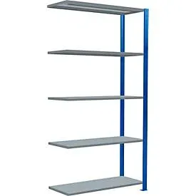 Schulte Lagertechnik Fachbodenregal Stecksystem MultiPlus250, Anbauregal, 5 Fachböden, Kreuzstrebe, B 1000 x T 400 x H 2000 mm, Enzianblau RAL 5010