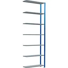 Schulte Lagertechnik Fachbodenregal Stecksystem MultiPlus250, Anbauregal, 7 Fachböden, Kreuzstrebe, B 1000 x T 300 x H 3000 mm, Enzianblau RAL 5010