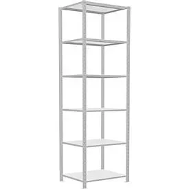 Schulte Lagertechnik Fachbodenregal Stecksystem MultiPlus250, Grundregal, 6 Fachböden, Kreuzstrebe, B 750 x T 600 x H 2500 mm, Lichtgrau RAL 7035