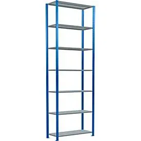 Schulte Lagertechnik Fachbodenregal Stecksystem MultiPlus250, Grundregal, 7 Fachböden, Kreuzstrebe, B 1000 x T 400 x H 3000 mm, Enzianblau RAL 5010