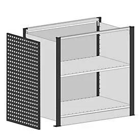 Schulte Lagertechnik Startmodul für erweiterbares Thekensystem MULTIplus, 2 Modulrahmen/1 Abschlussblende, ohne Arbeitsplatte, Breite Aufsatz 806 mm