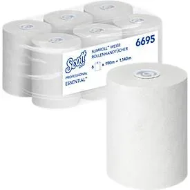 Scott Essential Slimroll Falthandtücher Gerollt Weiss 1-lagig 6695 6 Rollen à 190 m