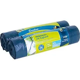 Secolan® Mülleimerbeutel, mit Zugband, 120 Liter, blau, 10 Stück
