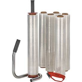SET Stretchen, 6 Rollen Stretchfolie + 1 Handwickelgerät + 1 Folienschneider GRATIS