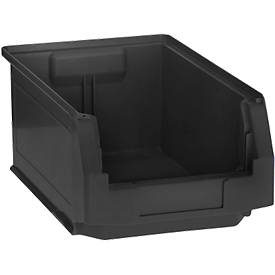 Sichtlagerkasten LF 322, ESD-leitfähig, schwarz, Aussenmasse L 343 x B 209 x H 200 mm, Inhalt 10,4 L