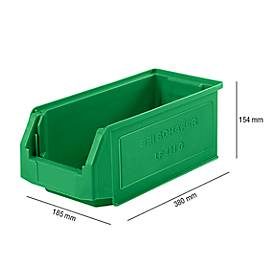 Sichtlagerkasten SSI Schäfer LF 421, Polypropylen, L 380 x B 185 x H 154 mm, 7,8 l, grün