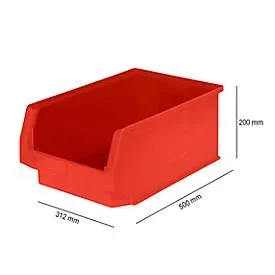Sichtlagerkasten SSI Schäfer LF 532, Polypropylen, L 500 x B 312 x H 200 mm, 23,5 l, rot