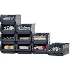 Sichtlagerkasten SSI Schäfer Serie FLEXI LF 532, recycelter Kunststoff, L 500 x B 312 x H 200 mm, 23,5 l, eisengrau, 10 Stück