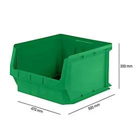 Sichtlagerkasten SSI Schäfer Serie PROFI LF 543, PP-Kunststoff, L 520/450 mm x B 470/450 mm x H 300 mm, 57 l, grün