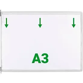 Sichttafel Tarifold DIN A3 quer, 10 St., alle Trägersysteme, Metalldrehzapfen, weiss