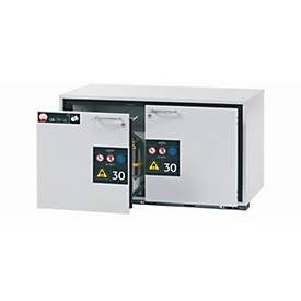 Sicherheits-Unterbauschrank Typ 30 asecos UB-S-30, 2 Schubladen, Front Lichtgrau, B 1102 x T 574 x H 600 mm