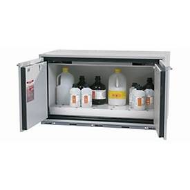 Sicherheits-Unterbauschrank Typ 30 asecos UB-T-30, Flügeltüren, Front Lichtgrau, B 1102 x T 574 x H 600 mm
