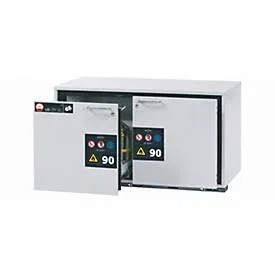 Sicherheits-Unterbauschrank Typ 90 asecos UB-S-90, 2 Schubladen, Front Lichtgrau, B 1102 x T 574 x H 600 mm