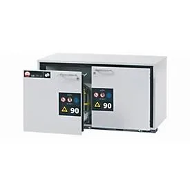 Sicherheits-Unterbauschrank Typ 90 asecos UB-S-90, 2 Schubladen, Front Lichtgrau, B 1102 x T 502 x H 600 mm