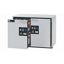 Sicherheits-Unterbauschrank Typ 90 asecos UB-S-90, 2 Schubladen, Front Lichtgrau, B 1102 x T 600 x H 800 mm