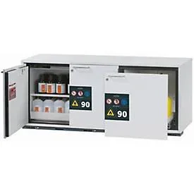 Sicherheits-Unterbauschrank Typ 90 asecos UB-ST-90, 1 Schublade, 2 Flügeltüren, Front Lichtgrau, B 1402 x T 502 x H 600 mm