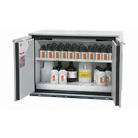 Sicherheits-Unterbauschrank Typ 90 asecos UB-T-90, Flügeltüren, Front Lichtgrau, B 1102 x T 600 x H 800 mm
