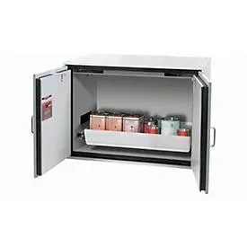 Sicherheits-Unterbauschrank Typ 90 asecos UB-T-90, Flügeltüren, Front Lichtgrau, B 1102 x T 752 x H 800 mm