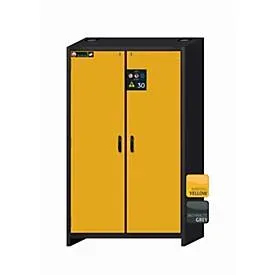 Sicherheitsschrank Typ 30 asecos Q-CLASSIC-30, Flügeltüren, Front Sicherheitsgelb, B 1164 x T 620 x H 1947 mm