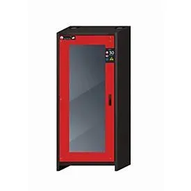 Sicherheitsschrank Typ 30 asecos Q-DISPLAY-30, Flügeltür mit Glasausschnitt, Anschlag links, Front Verkehrsrot, B 864 x T 620 x H 1947 mm