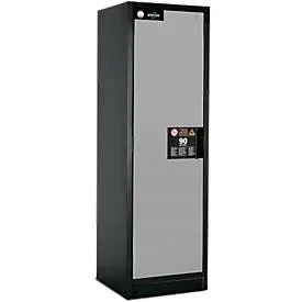 Sicherheitsschrank Typ 90 asecos, B 600 mm, Tür links, 3 Böden, asecos Silber