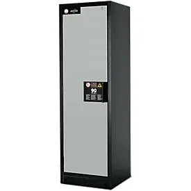 Sicherheitsschrank Typ 90 asecos, B 600 mm, Tür links, 3 Böden, lichtgrau