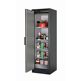 Sicherheitsschrank Typ 90 asecos Q-CLASSIC-90, Flügeltür, Anschlag links, Front asecos Silber, B 599 x T 615 x H 1953 mm