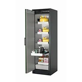 Sicherheitsschrank Typ 90 asecos Q-CLASSIC-90, Flügeltür, Anschlag links, Front Resedagrün, B 599 x T 615 x H 1953 mm