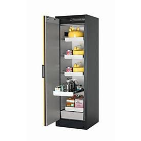 Sicherheitsschrank Typ 90 asecos Q-CLASSIC-90, Flügeltür, Anschlag links, Front Sicherheitsgelb, B 599 x T 615 x H 1953 mm