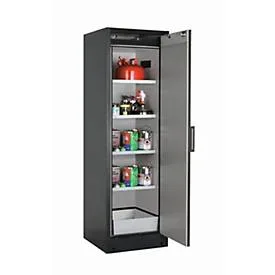 Sicherheitsschrank Typ 90 asecos Q-CLASSIC-90, Flügeltür, Anschlag rechts, Front asecos Silber, B 599 x T 615 x H 1953 mm