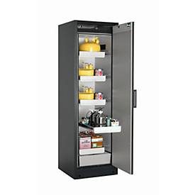 Sicherheitsschrank Typ 90 asecos Q-CLASSIC-90, Flügeltür, Anschlag rechts, Front asecos Silber, B 599 x T 615 x H 1953 mm