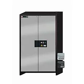 Sicherheitsschrank Typ 90 asecos Q-CLASSIC-90, Flügeltüren, Front asecos Silber, B 1193 x T 615 x H 1953 mm