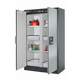 Sicherheitsschrank Typ 90 asecos Q-CLASSIC-90, Flügeltüren, Front asecos Silber, B 1193 x T 615 x H 1953 mm