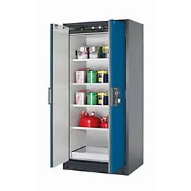 Sicherheitsschrank Typ 90 asecos Q-CLASSIC-90, Flügeltüren, Front Enzianblau, B 893 x T 615 x H 1953 mm