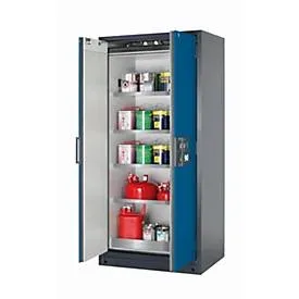 Sicherheitsschrank Typ 90 asecos Q-CLASSIC-90, Flügeltüren, Front Enzianblau, B 893 x T 615 x H 1953 mm