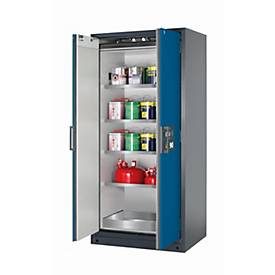Sicherheitsschrank Typ 90 asecos Q-CLASSIC-90, Flügeltüren, Front Enzianblau, B 893 x T 615 x H 1953 mm