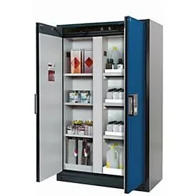 Sicherheitsschrank Typ 90 asecos Q-CLASSIC-90, Flügeltüren, Front Enzianblau, B 1193 x T 615 x H 1953 mm