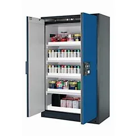 Sicherheitsschrank Typ 90 asecos Q-CLASSIC-90, Flügeltüren, Front Enzianblau, B 1193 x T 615 x H 1953 mm